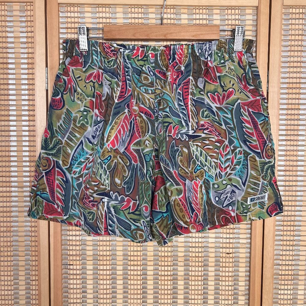 Vintage 90s Sideout colorful graphic printed swim trunks